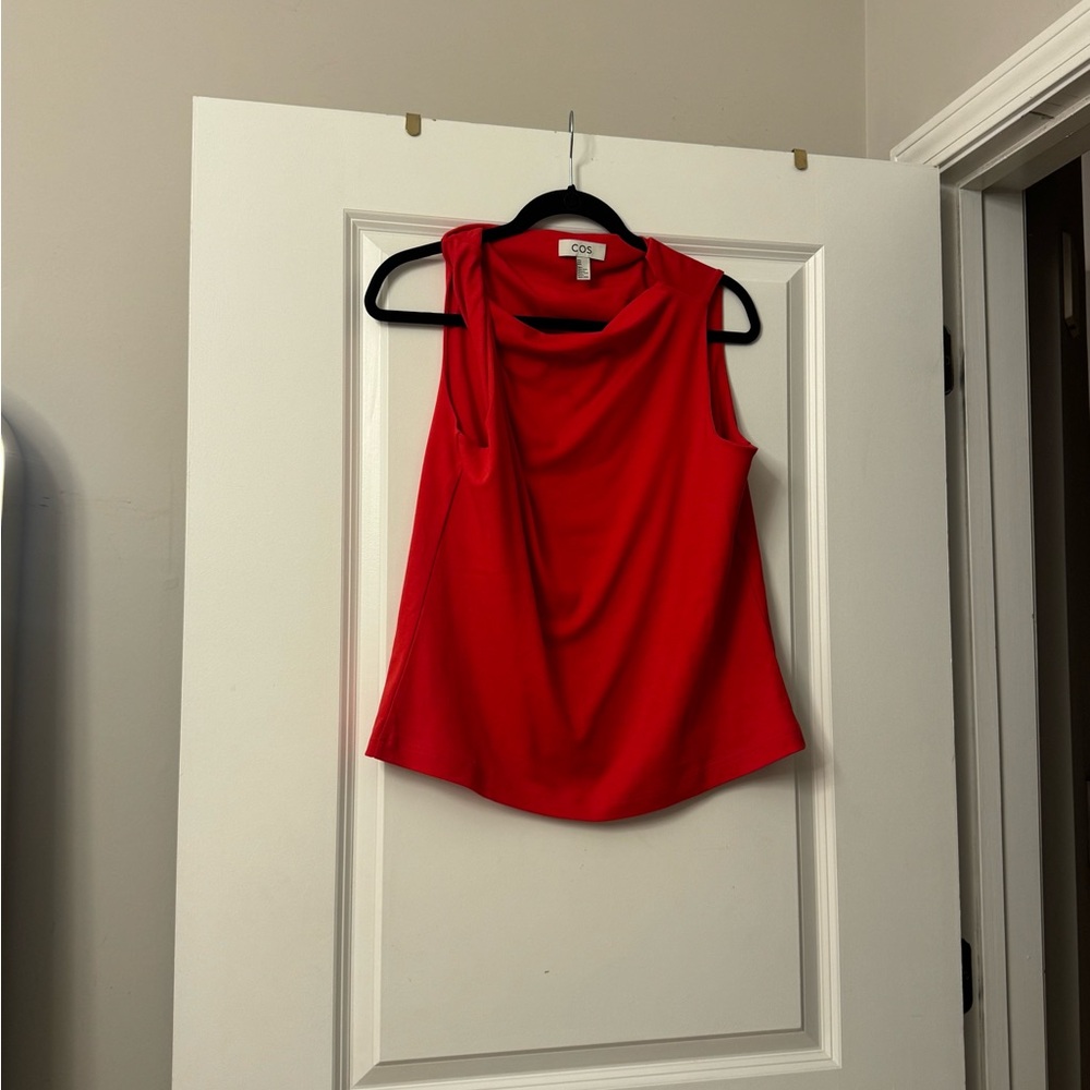 COS Vibrant Red Draped Cowl Neck Sleeveless Camisole